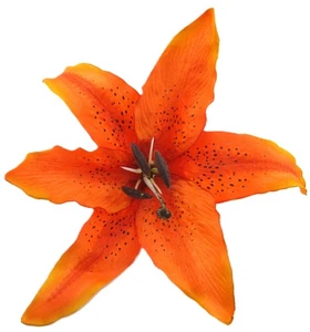 XL 8 Zoll orange Tigerlilie Seide Blume Haarspange mit Zähnen - Bild 1 von 2