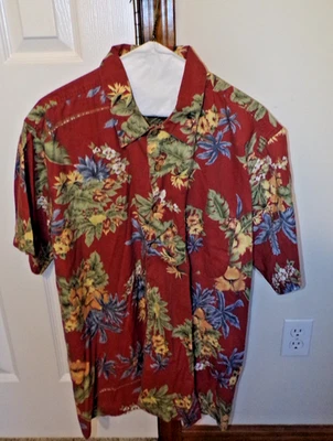 HABAND CASUAL JOE MEN'S XL SS BUTTON FRONT HAWAIIAN/TROPICAL SHIRT GUC CORAL - Image 1 of 4