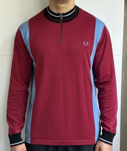 Fred Perry Herren Strickpullover Pullover 1/4 Zip Langarm Baumwolle Größe XXL - Bild 1 von 11