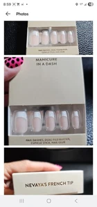 Red Aspen Press On Nails Nail Dashes~Nevaya’s French Tip~Medium Coffin - Picture 1 of 1