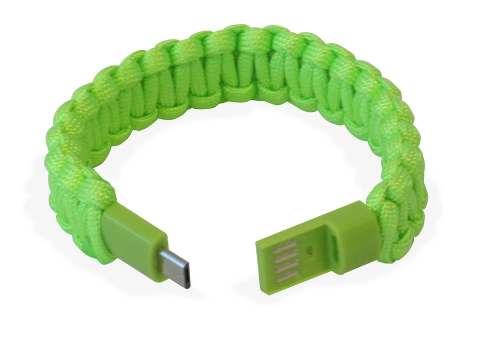 Bracciale Paracord con Micro USB Verde - Immagine 1 di 1
