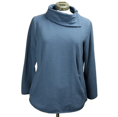 Suéter de Terry Francés T by Talbots Micro Punto Cuello Tortuga Manga Larga Azul LP Foto 1 de 4