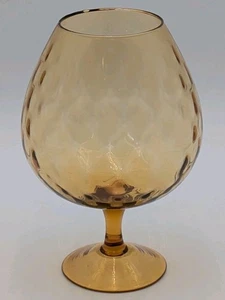 VTG MCM Large Empoli Diamond Optic Amber Art Glass Brandy Snifter Vase  8.5 in - Picture 1 of 9