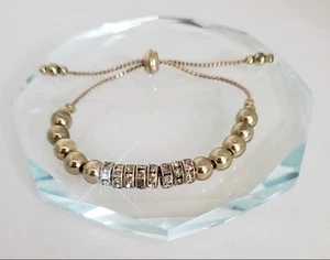 Pulsera Deslizante Cristales Rondelle y Cuentas Superposición de Oro Cristales Austriacos Genuinos - Imagen 1 de 11