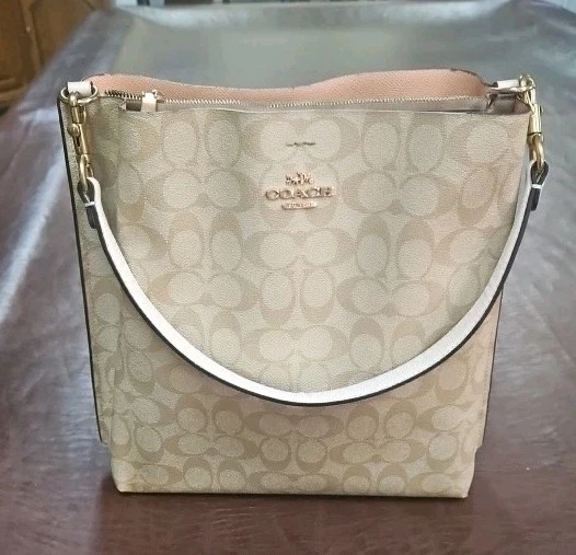 Coach CA561 LG Mollie Bucket Bag Signature Canvas Khaki Chalk No Crossbody Strap - Image 1 of 4