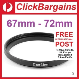 67mm to 72mm Step Up Metal Camera Lens Filter Adapter Ring / Stepping 67-72 mm - Foto 1 di 3
