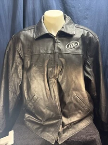 Burks Bay Miller Lite Embroidered Men's Leather Jacket Size Large T9 - Picture 1 of 19