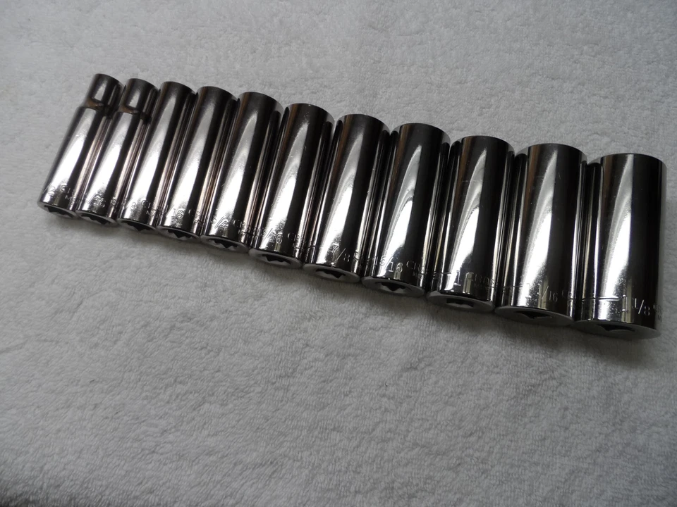 Craftsman 1/2" Drive SAE Deep Socket Set, NOS USA, 12pt - 11pcs (1/2" to 1-1/8") - Image 1 of 4