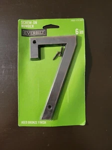 Everbilt 6" Screw-On Address Number 7 Aged Bronze Finish #1003173560 (NEW) - Picture 1 of 4