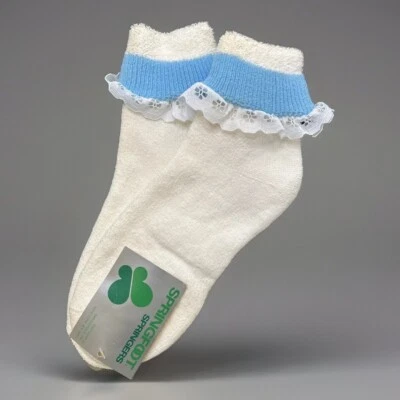 Calcetines de encaje de colección para mujer NOS Roll Top 9-11 "Springfoot Springers" corte bajo años 80 90 Foto 1 de 4