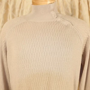 ARMANI EXCHANGE AX Sand Beige Geometric Cotton Knit Men Mock Neck Sweater Size L - Picture 1 of 11