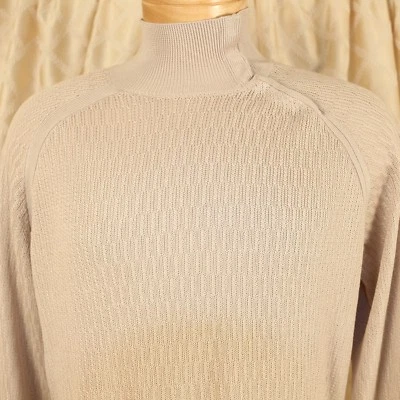 ARMANI EXCHANGE AX Sand Beige Geometric Cotton Knit Men Mock Neck Sweater Size L - Image 1 of 4