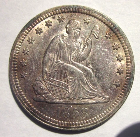 1858 SEATED LIBERTY QUARTER 25C PHILADELPHIA MINT NICE EARLY RARE HIGH GRADE Cover