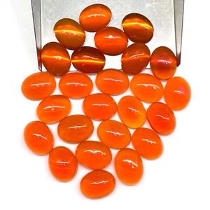 25 Pcs Natural Ethopian Orange Opal 9x7mm Oval Cabochon Gemstones Whoesale Lot - Picture 1 of 15