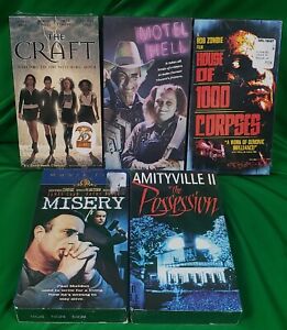 5 Tape Sealed Horror VHS Movie Lot - Motel Hell House Amityville Cult Slasher