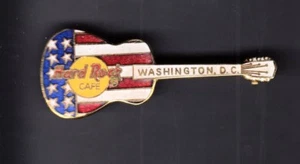 Hard Rock Cafe 2 inch Guitar Pin Washington DC Red White & Blue - Picture 1 of 1