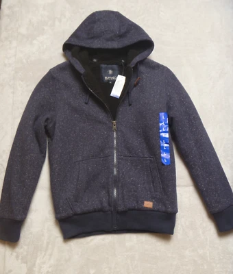 Chaqueta BUFFALO David Bitton Para Hombre L Azul Marino Capucha Negra Forrada Sherpa Peso Pesado Foto 1 de 4
