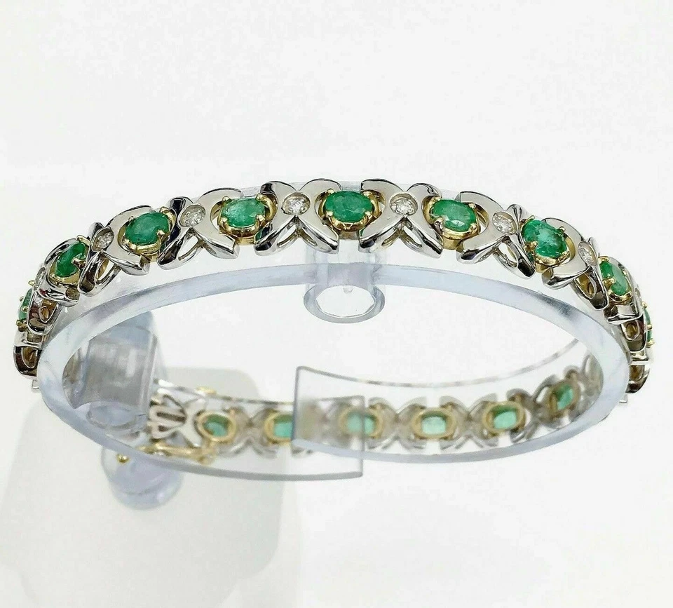 5,29 quilates t.w. Brazalete Tenis Esmeralda y Diamante Oro 14K2 Tono 5 Cts Esmeralda Foto 1 de 1