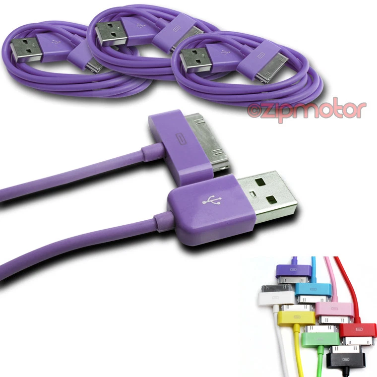 3X 6FT USB SYNC DATA POWER CHARGER CABLE APPLE NEW IPAD IPHONE IPOD TOUCH PURPLE - Image 1 of 1