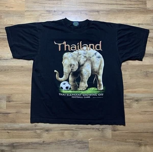Vintage 90er Jahre Thailand Elefant Shirt Größe XL Neuheit Tourist Fußball lustig Natur - Bild 1 von 5