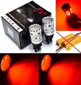 Hyper Flash Free LED Light 3157 Red Two Bulbs Rear Turn Signal Park Replacement - Picture 1 of 18