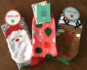 3 Pair Socks Ladies Christmas Socks Novelty Stocking Stuffer - Supercute! - Picture 1 of 3