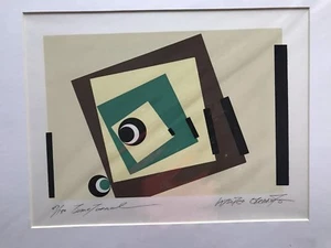 Modernist Serigraph Print Atsuko Okamoto Contemporary GEOMETRIC ABSTRACT Pop Art - Picture 1 of 5