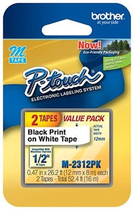 2 pack Brother M231 P-Touch Label Tape, Ptouch 1/2" M-231 M-2312PK NIB SEALED - Picture 1 of 1