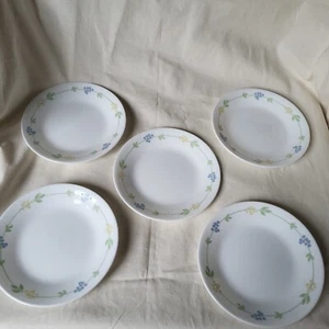 Corelle Secret Garden  Set of 5 Bread / Dessert Plate Pastel Colors Blue Yellow  - Picture 1 of 6