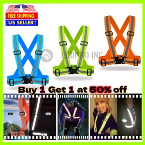 Gilet Riflettente di Sicurezza Regolabile Cintura Strisce Cinghia Corsa Notturna Jogging Bici - Foto 1 di 13