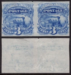 US 1869 3c LOCOMOTIVE PLATE PROOF PAIR on INDIA SCOTT 114 P3 Free USA Ship - Picture 1 of 1