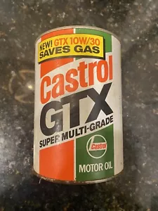 Vintage Castrol GTX 10W/30 Super Multi Grade Motor Oil 1 Quart Can Sealed RARE - Picture 1 of 5