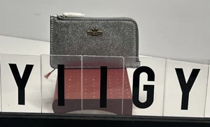 🐼💦 Coach C7180 🐼💦 Cuero Plateado L Cremallera Tarjetero Estuche Cartera 🐼 D1 - Imagen 1 de 9