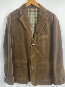 J. Crew Men's 3 Button Brown Corduroy Sport Coat with Elbow Patches - Picture 1 of 17