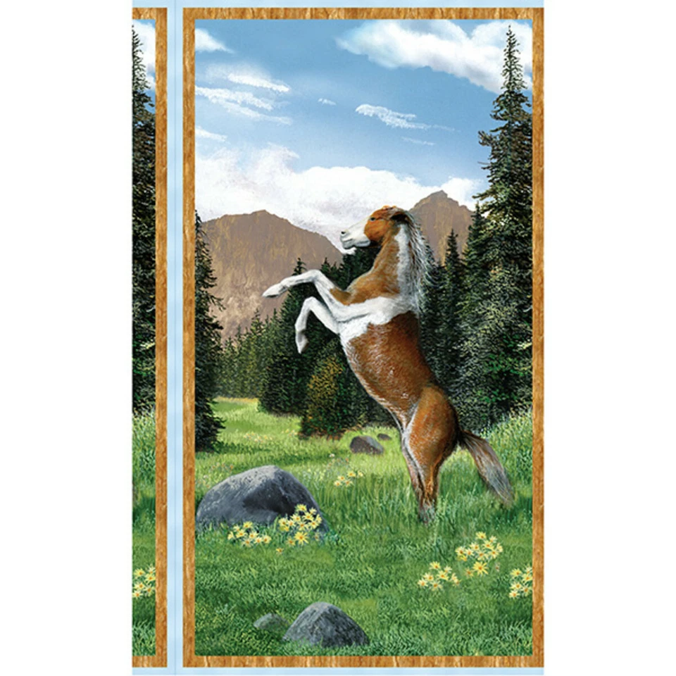 Roaming Wild Wild Horses, 24 Inch Panel, Cotton Fabric, New - Image 1 of 1