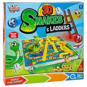 3D Snakes & Ladders Board Game Kids Family Traditional Game Xmas Gift For Kids - Picture 1 of 6