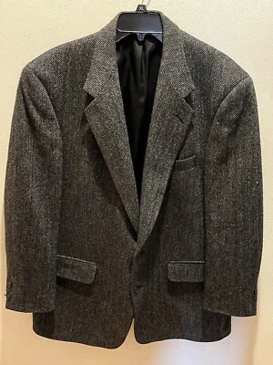 Blazer Traje Chaqueta Burberry Negro Gris Lana Tweed Talla 48 Foto 1 de 4