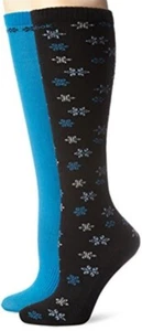 Reebok AKV754 Damen Performance Training Blumenmuster schwarz blau kniehohe Socken 2er-Pack - Bild 1 von 2