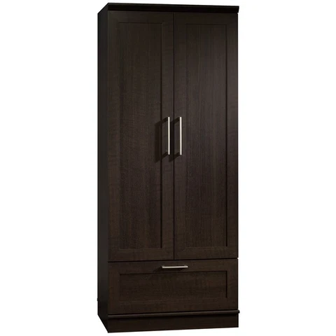 Bowery Hill Metal Wardrobe Armoire with Garment Rod in Dakota Oak Cover