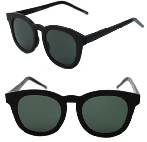 Gafas de sol para mujer y hombre con montura de cuerno grandes forma redonda marco negro lentes verdes - Imagen 1 de 10
