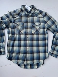 New Ralph Lauren RRL Slim Fit Blue Black Plaid Twill Western Shirt XL. RRP £205 - Picture 1 of 5