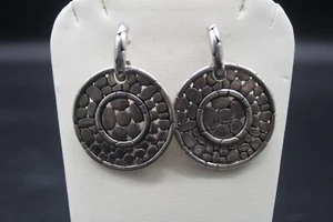 John Hardy Sterling Kali Pebble Disc Dangle Earrings - Removable Disk - Picture 1 of 9