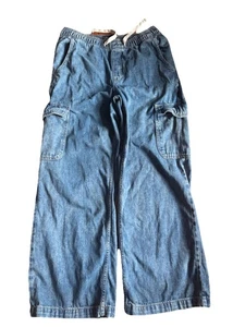 GAP Denim High Rise Wide Leg Cargo Hose Blau Jeans Gummibund Damen Medium - Bild 1 von 6
