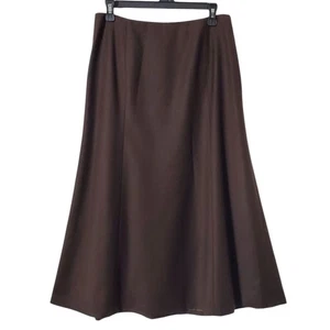 Falda acampanada de lana TALBOTS línea A talla 10 marrón chocolate forrada italiana para mujer - Imagen 1 de 8