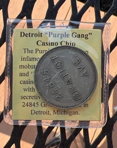 1920s-30’s Vintage Illegal 50 Cent Casino Chip Purple Gang Detroit, Michigan - Bild 1 von 17