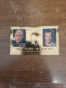 Guyana Star Trek Next Generations 24kt Gold Stamp 1994 MNH Science Fiction Space - Picture 1 of 2