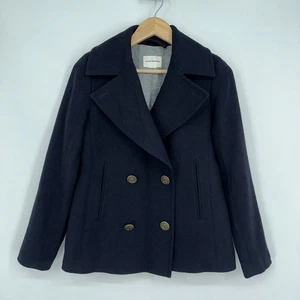 Club Monaco Cropped Peacoat Wool Blend Double Breasted Jacket, Small, Navy Blue - Picture 1 of 9