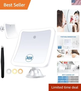 Magnifying Mirror with Light 30X, Lighted Makeup Mirror with Magnification, Rech - Picture 1 of 8