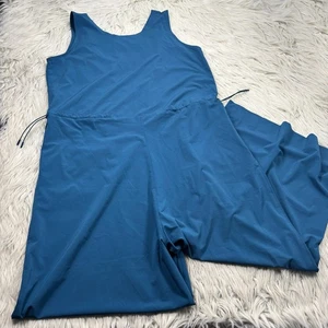 Title Nine Women's L Teal Green Round Trip Sleeveless Jumpsuit Wide Leg Pockets - Picture 1 of 12