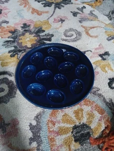 Vintage Cobalt Blue Fiestaware Egg Plate - Picture 1 of 3